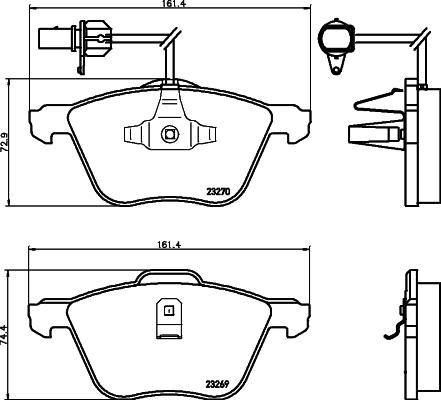 HELLA PAGID 8DB 355 008-921 - Σετ τακάκια, δισκόφρενα www.parts5.com