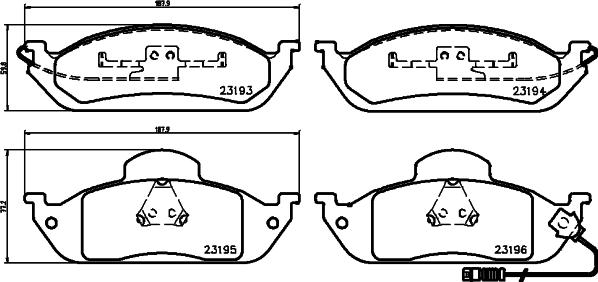 HELLA PAGID 8DB 355 008-661 - Sada brzdových platničiek kotúčovej brzdy www.parts5.com