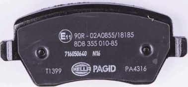 HELLA PAGID 8DB 355 010-851 - Тормозные колодки, дисковые, комплект www.parts5.com