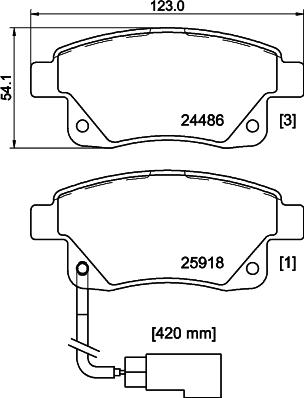 HELLA PAGID 8DB 355 012-781 - Sada brzdových destiček, kotoučová brzda www.parts5.com