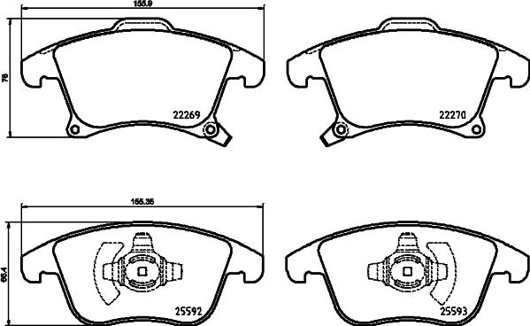 HELLA PAGID 8DB 355 025-201 - Set placute frana,frana disc www.parts5.com