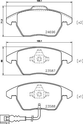 HELLA PAGID 8DB 355 023-161 - Σετ τακάκια, δισκόφρενα www.parts5.com