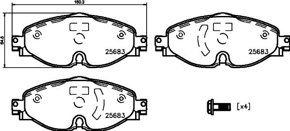 HELLA PAGID 8DB 355 023-171 - Sada brzdových platničiek kotúčovej brzdy www.parts5.com