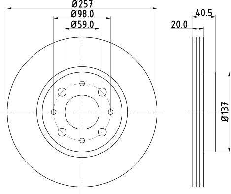 HELLA PAGID 8DD 355 103-871 - Disc frana www.parts5.com