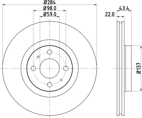 HELLA PAGID 8DD 355 102-391 - Disc frana www.parts5.com