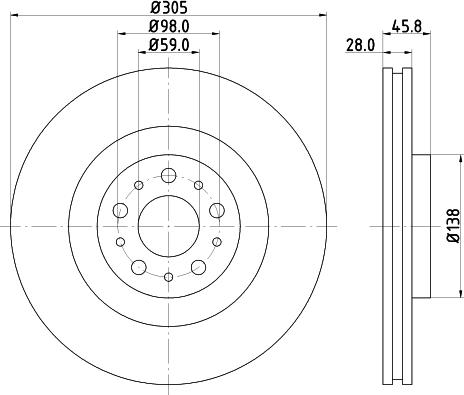 HELLA PAGID 8DD 355 129-351 - Brake Disc www.parts5.com