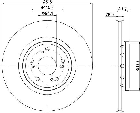 HELLA PAGID 8DD 355 125-321 - Kočni disk www.parts5.com