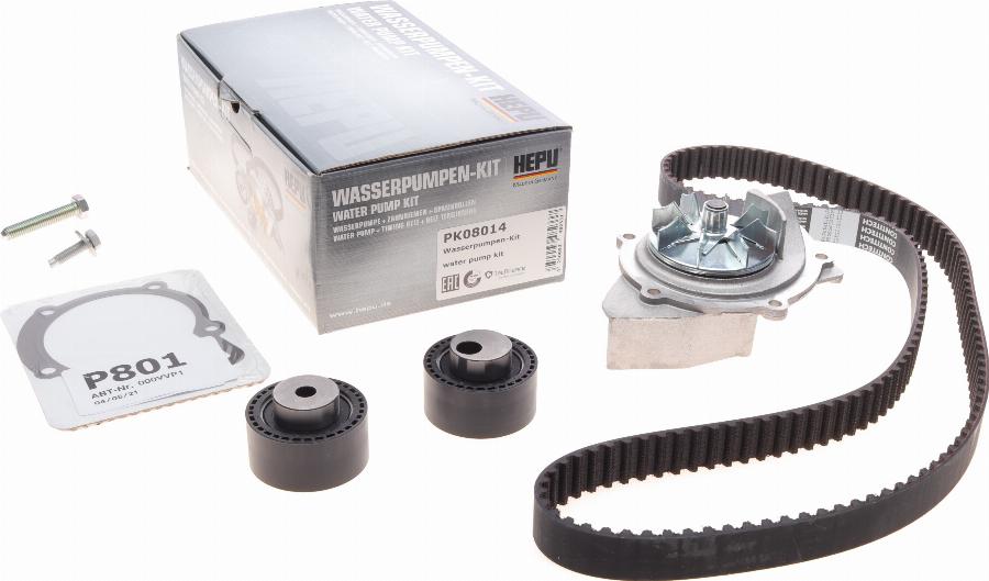 Hepu PK08014 - Водна помпа+ к-кт ангренажен ремък www.parts5.com