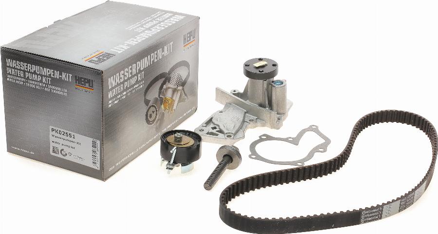 Hepu PK02551 - Bomba de agua + kit correa distribución www.parts5.com