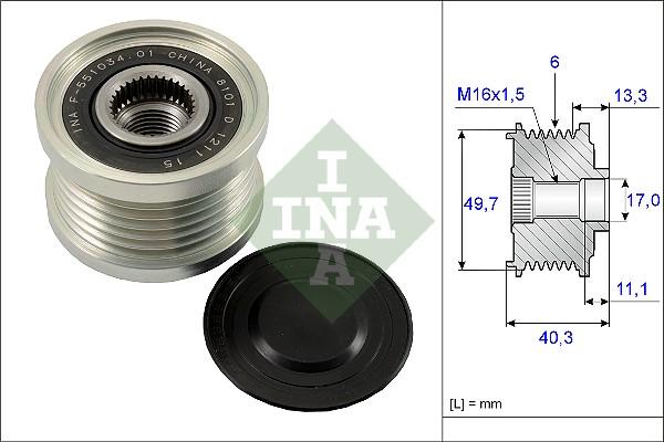 INA 535 0093 10 - Pulley, alternator, freewheel clutch www.parts5.com