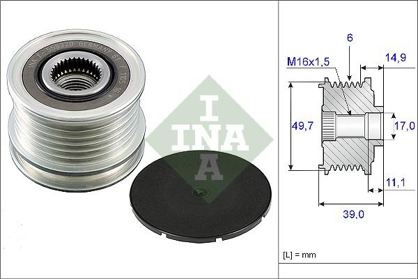 INA 535 0050 10 - Pulley, alternator, freewheel clutch parts5.com