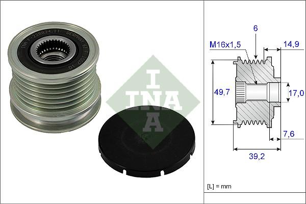 INA 535 0015 10 - Pulley, alternator, freewheel clutch parts5.com