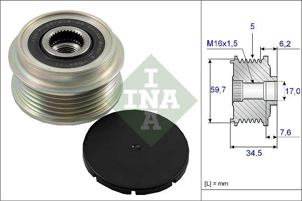 INA 535 0034 10 - Pulley, alternator, freewheel clutch www.parts5.com