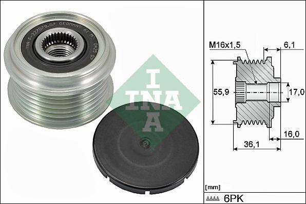 INA 535 0026 10 - Hihnapyörä, laturi www.parts5.com