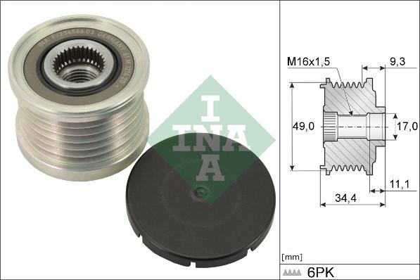 INA 535 0075 10 - Ремъчна шайба, генератор www.parts5.com