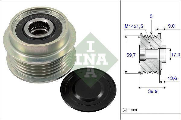 INA 535 0199 10 - Pulley, alternator, freewheel clutch parts5.com