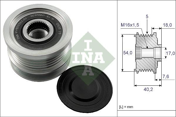 INA 535 0143 10 - Pulley, alternator, freewheel clutch parts5.com