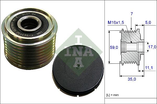 INA 535 0159 10 - Pulley, alternator, freewheel clutch www.parts5.com