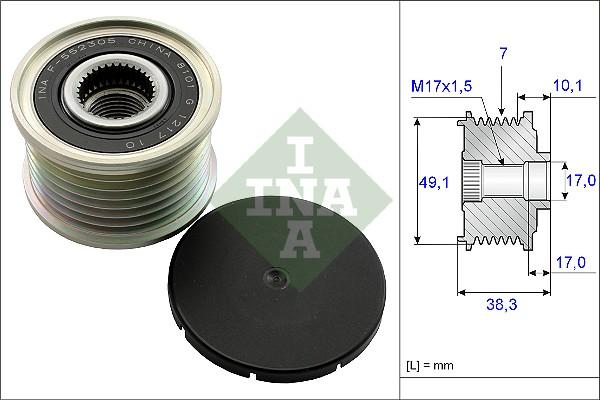 INA 535 0153 10 - Pulley, alternator, freewheel clutch www.parts5.com