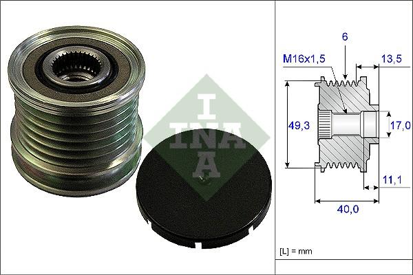 INA 535 0166 10 - Pulley, alternator, freewheel clutch www.parts5.com