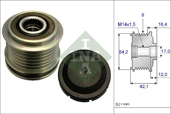 INA 535 0181 10 - Pulley, alternator, freewheel clutch www.parts5.com