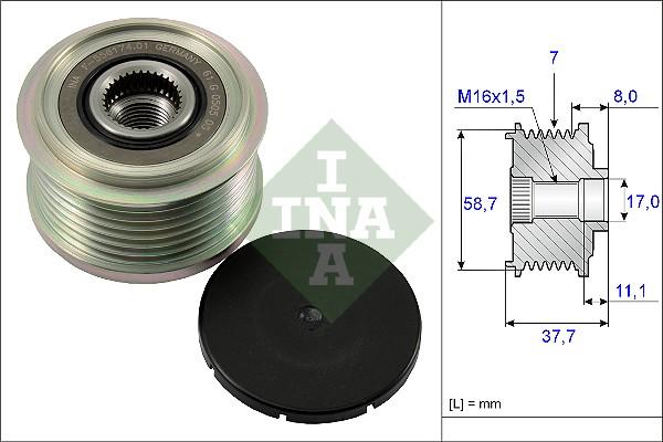 INA 535 0128 10 - Pulley, alternator, freewheel clutch parts5.com