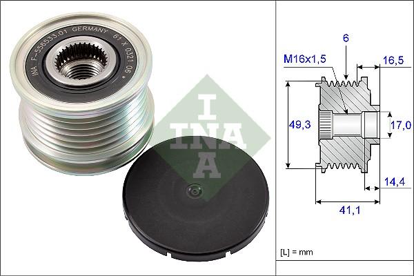 INA 535 0178 10 - Pulley, alternator, freewheel clutch www.parts5.com