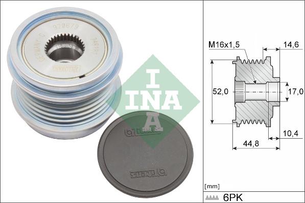 INA 535 0343 10 - Pulley, alternator, freewheel clutch parts5.com