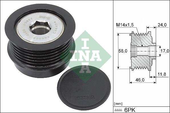 INA 535 0355 10 - Polea, alternador www.parts5.com