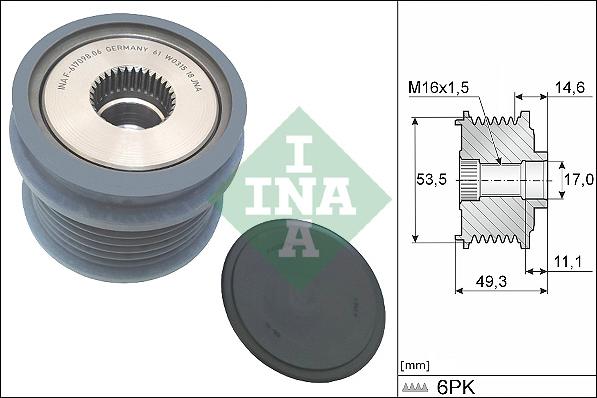 INA 535 0364 10 - Pulley, alternator, freewheel clutch www.parts5.com