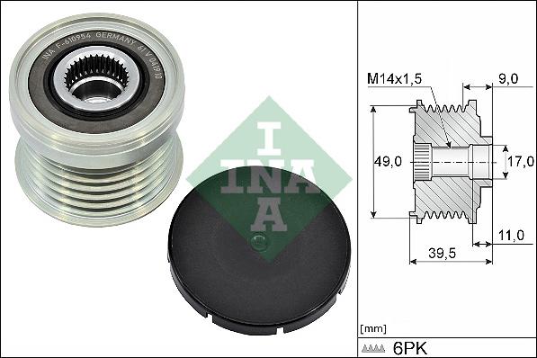 INA 535 0361 10 - Pulley, alternator, freewheel clutch parts5.com