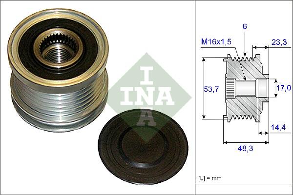 INA 535 0204 10 - Pulley, alternator, freewheel clutch www.parts5.com