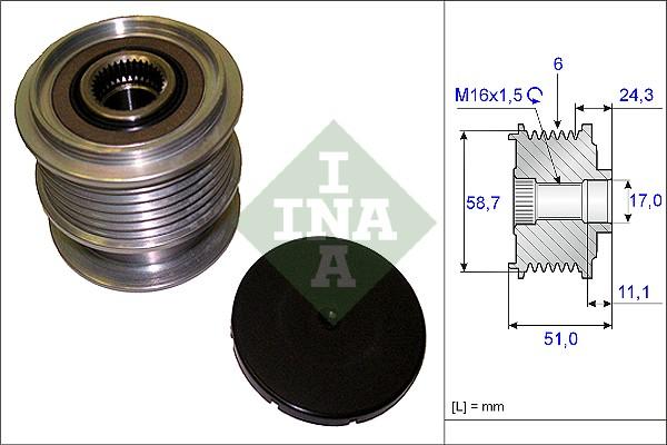 INA 535 0200 10 - Pulley, alternator, freewheel clutch parts5.com