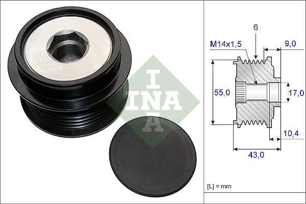 INA 535 0208 10 - Polea, alternador www.parts5.com