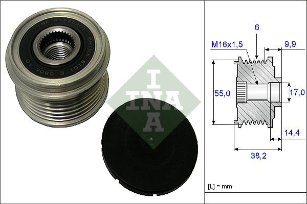 INA 535 0216 10 - Pulley, alternator, freewheel clutch www.parts5.com