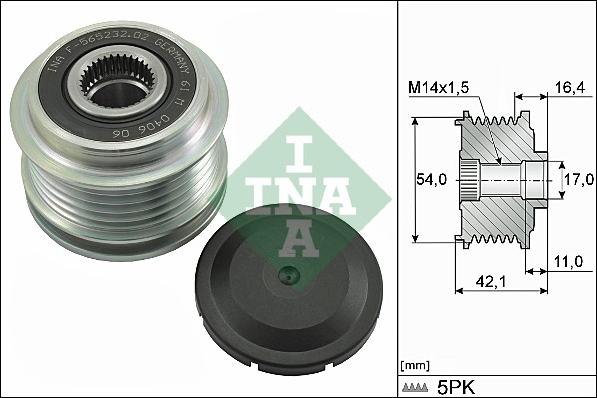 INA 535 0286 10 - Szíjtárcsa, generátor www.parts5.com