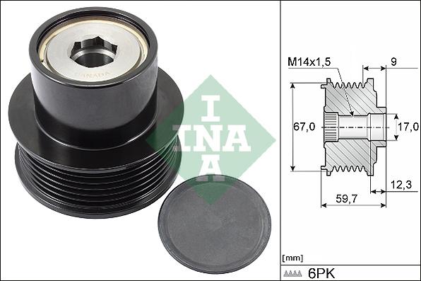 INA 535 0288 10 - Pulley, alternator, freewheel clutch www.parts5.com