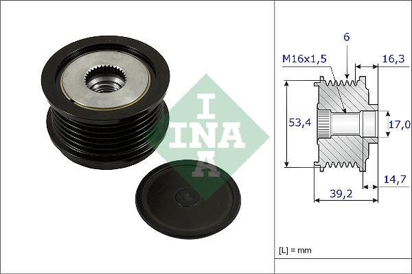 INA 535 0236 10 - Pulley, alternator, freewheel clutch www.parts5.com