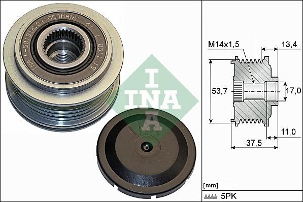 INA 535 0278 10 - Pulley, alternator, freewheel clutch parts5.com