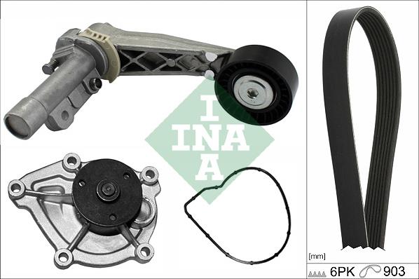 INA 529 0504 30 - Водна помпа + комплект пистови ремъци клиновидно оребряване www.parts5.com