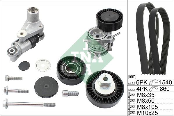 INA 529 0053 10 - Set curea transmisie cu caneluri parts5.com