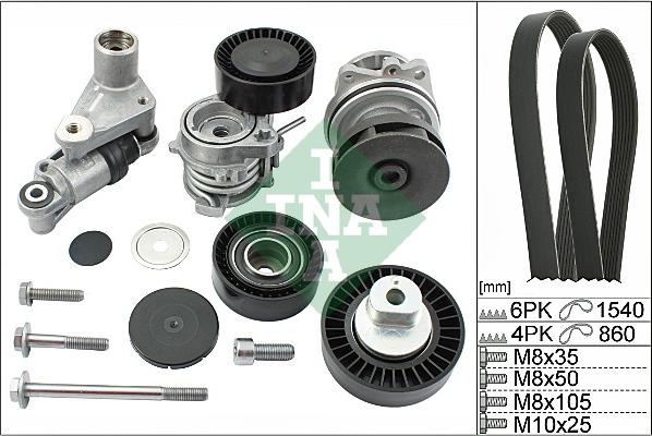 INA 529 0053 30 - Pompa apa + Set curea transmisie cu caneluri parts5.com