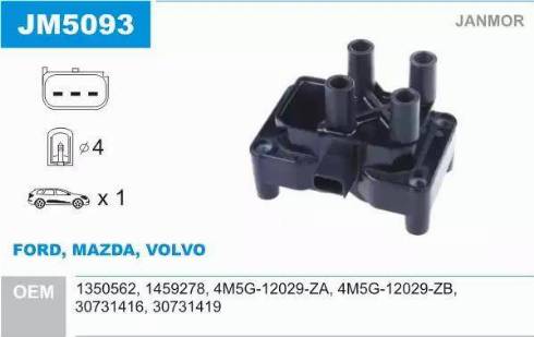 Janmor JM5093 - Ignition Coil www.parts5.com