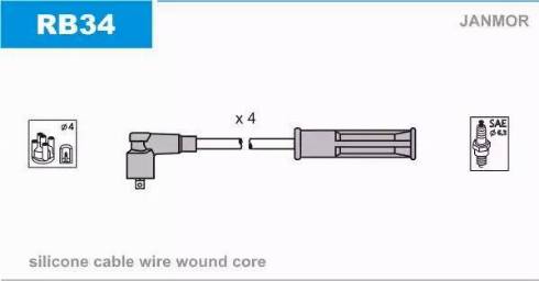 Janmor RB34 - Комплект проводов зажигания www.parts5.com