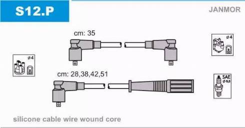 Janmor S12.P - Комплект проводов зажигания www.parts5.com