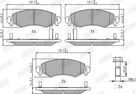 Jurid 571981J - Тормозные колодки, дисковые, комплект www.parts5.com