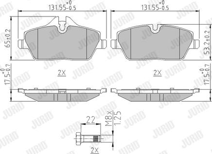 Jurid 573733J - Komplet zavornih oblog, ploscne (kolutne) zavore parts5.com