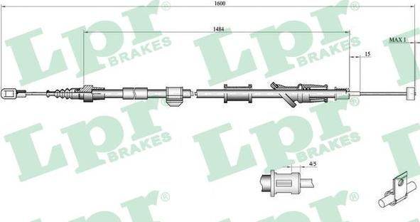 LPR C0920B - Cable, parking brake www.parts5.com