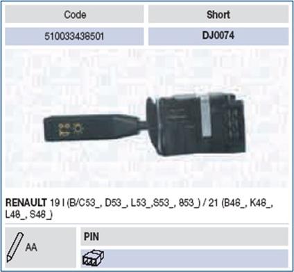 Magneti Marelli 510033438501 - Lenkstockschalter www.parts5.com