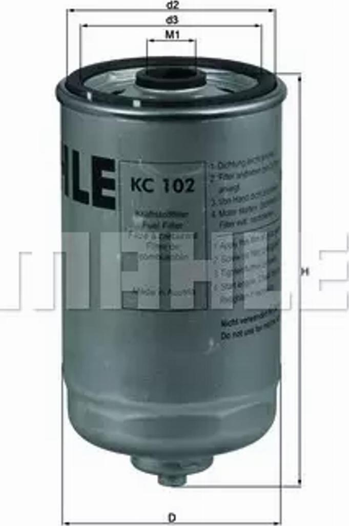 MAHLE KC 102 - Fuel filter www.parts5.com